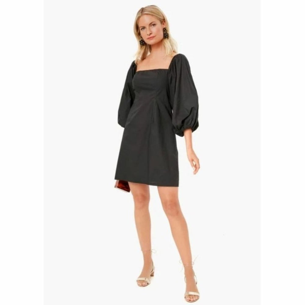 Pomander Place Tuckernuck Square Neck Chloe Mini Dress Black Puff Sleeve sz L